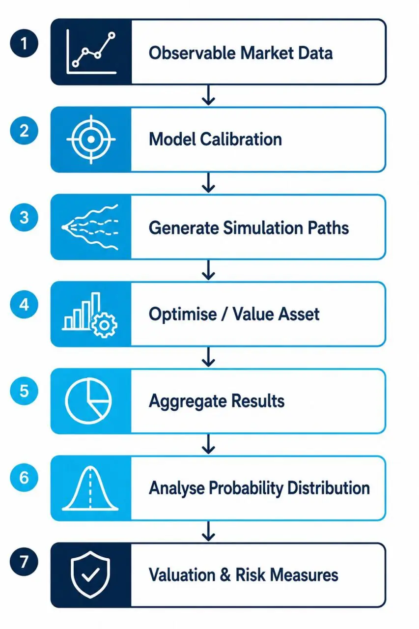 Monte Carlo simulation Process. Monte Carlo simulation workflow.